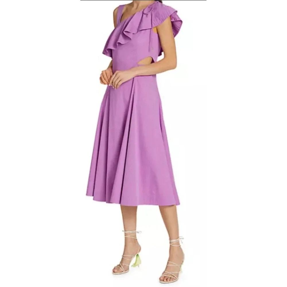 NWT Veronica Beard Beilla‎ One Shoulder Midi Dress Vivid Orchid Size 6 MRSP $598